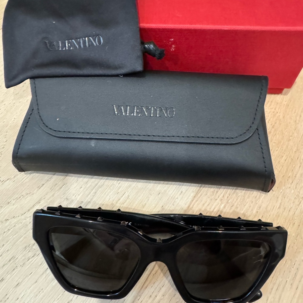 Valentino Studded Cat Eye Black Sunglasses